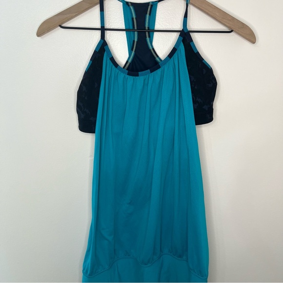Lululemon No Limits Tank Size Six Teal Navy Activewear Training Built In Bra - Picture 4 of 10